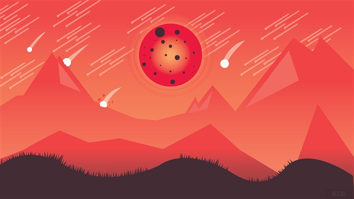 Blood Moon Night with Meteor Showers 4K