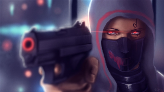 Futuristic Girl with Pistol