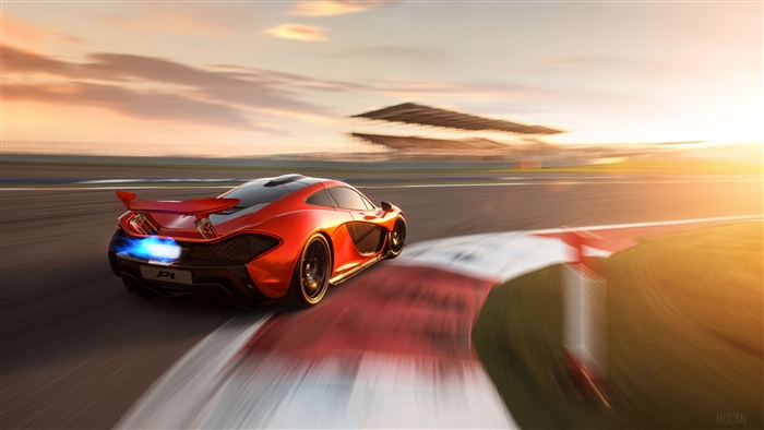 McLaren P1 on a race track at sunset 4K