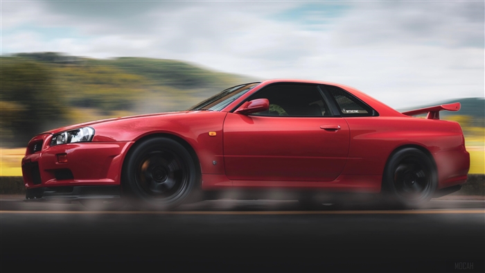 Red Nissan Skyline R34 GT-R 4K