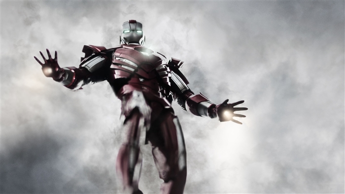 Iron Man in red and silver suit