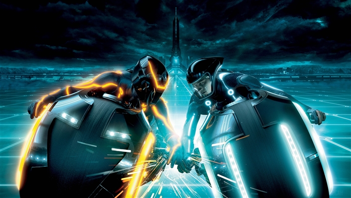 Two Light Cycles from Tron Legacy 4K