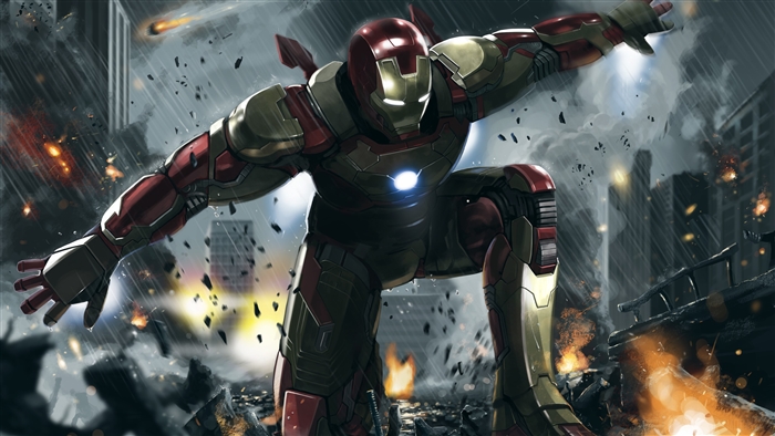 Iron Man from Iron Man 3 in a battle