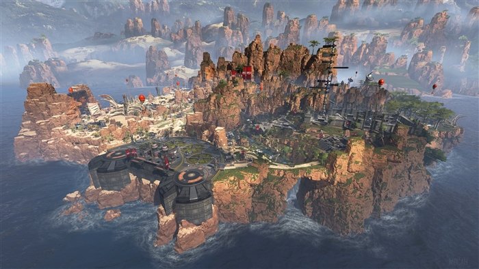 Apex Legends map with floating islands and structures 4K