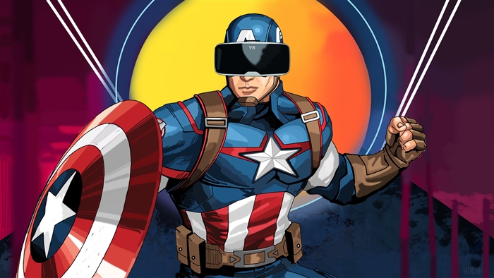 Captain America from Marvel using VR headset 4K