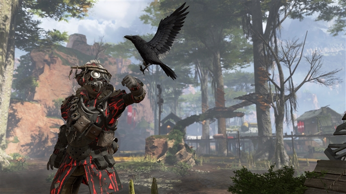 Bloodhound from Apex Legends with a raven