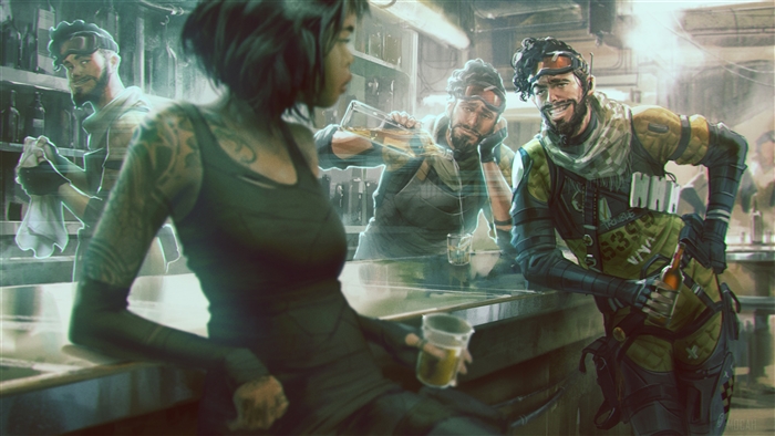 Mirage and friends in a bar from Apex Legends 4K