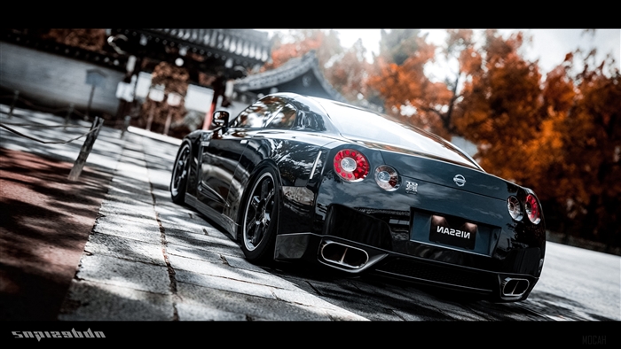 Black Nissan GTR 4K