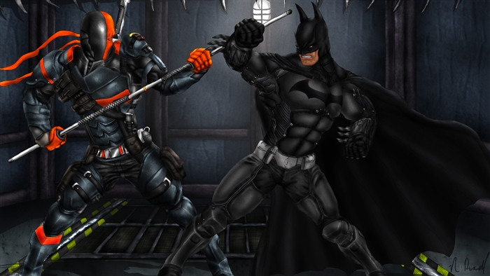 Batman from Arkham Origins fighting Deathstroke 4K