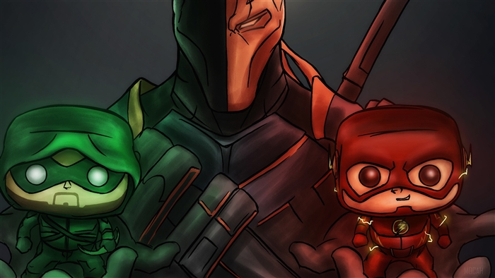 Deathstroke, Green Arrow, and Flash Artwork 4K