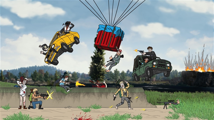 Characters in vehicles and parachuting in PUBG 4K