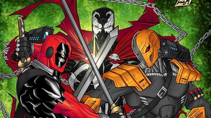 Deadpool, Spawn, and Deathstroke with Swords 4K