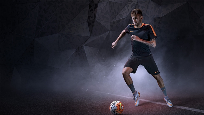 Neymar Jr. playing soccer in Nike gear