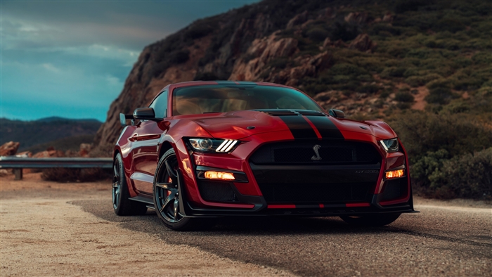 Red 2020 Ford Mustang Shelby GT500 4K