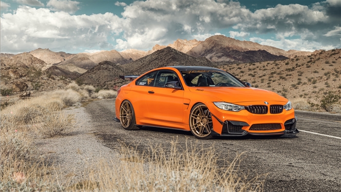 Orange BMW M4 2019 4K