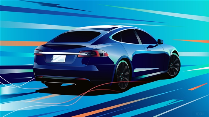 Blue Tesla Model S 4K