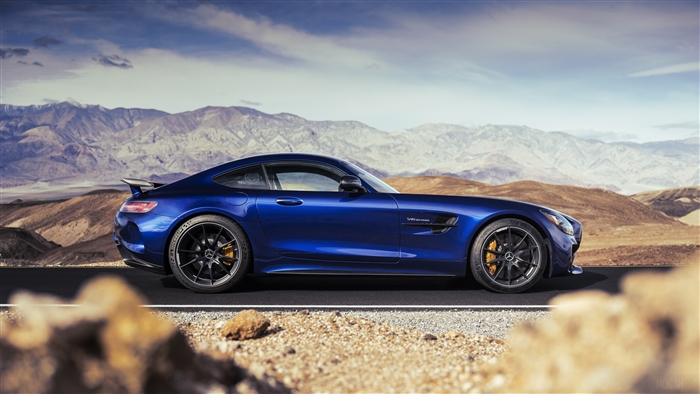 Blue Mercedes-AMG GT R Coupe in Mountains 4K
