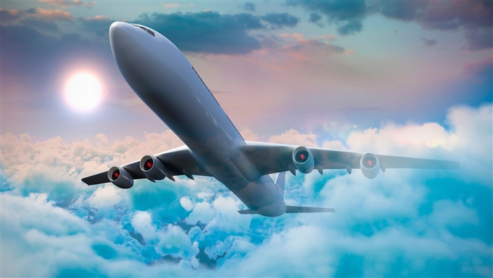 Passenger Airplane Flying Through Clouds 4K