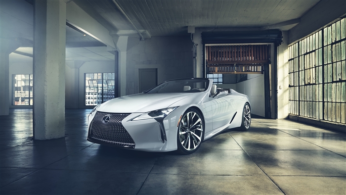 White Lexus LC Convertible Concept 2019 4K