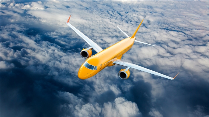 Yellow Airplane Flying Through Clouds 4K