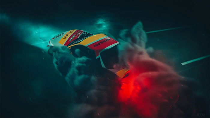 Nissan car drifting in smoke 4K