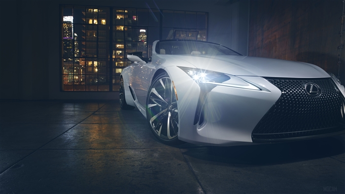 White Lexus LC Convertible Concept 2019 4K