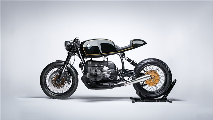 Black BMW Cafe Racer Motorcycle 4K