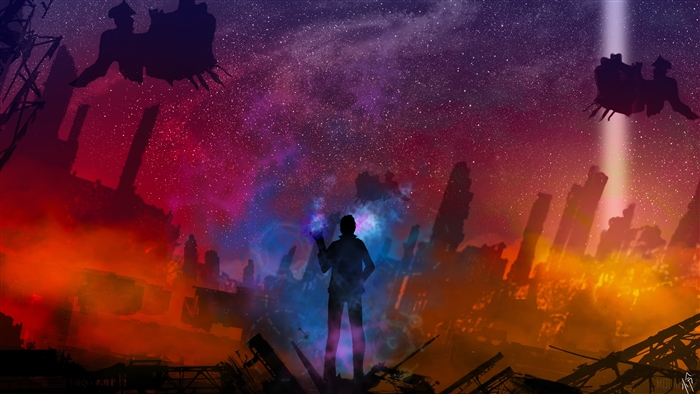 Ignis Scientia from Final Fantasy XV in a ruined city