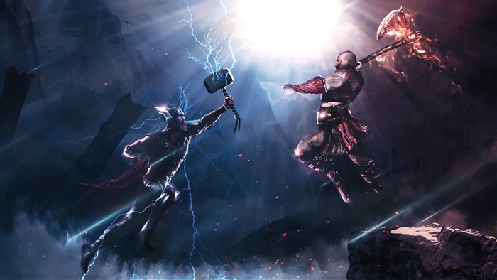 Thor vs. Kratos 4K Art