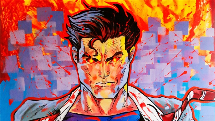 Superman from DC Comics with fiery eyes