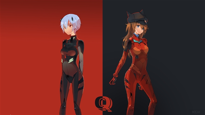 Rei Ayanami and Asuka Langley Soryu from Neon Genesis Evangelion 4K