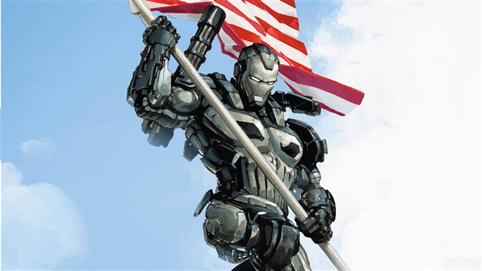 War Machine holding the American flag