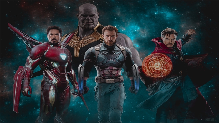 Thanos vs Iron Man, Captain America, and Doctor Strange 4K