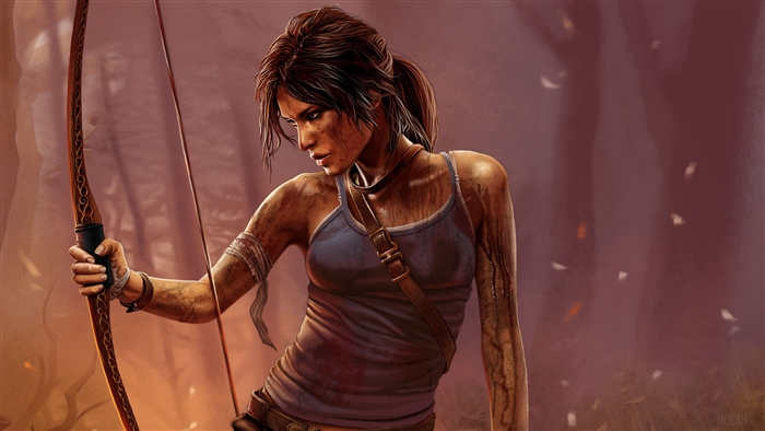 Lara Croft from Tomb Raider with bow 4K