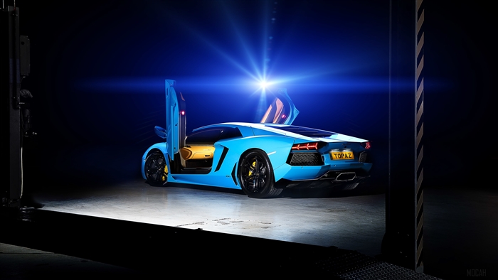 Blue Lamborghini Aventador