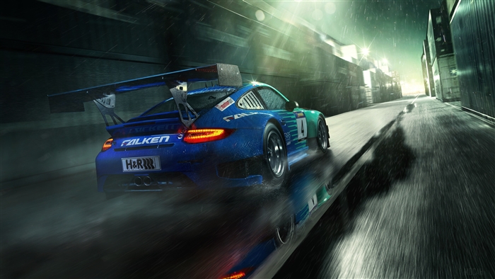 Falken Porsche Race Car in Rain 4K