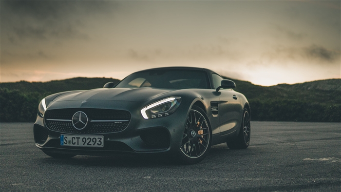 Black Mercedes-Benz AMG GT 4K