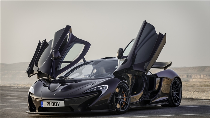 Black McLaren P1 with doors open 4K
