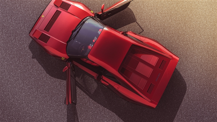 Red Ferrari 288 GTO from above