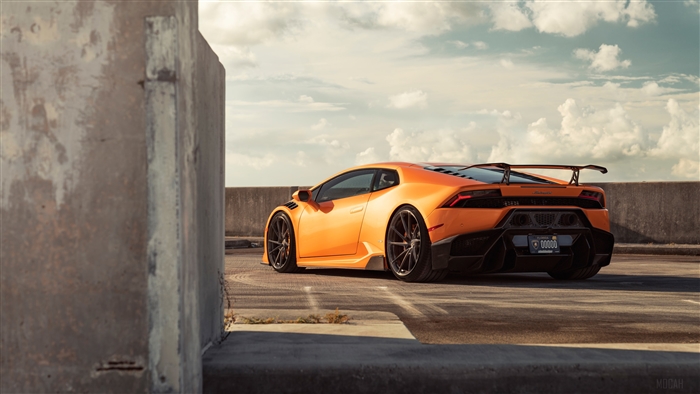 Orange Lamborghini Huracan Rear