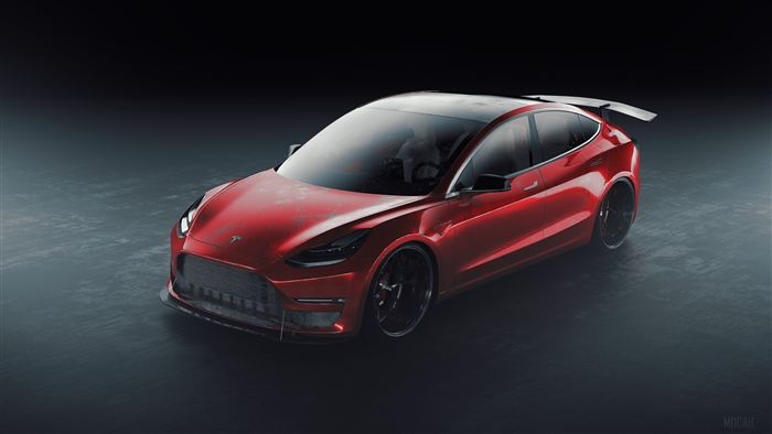 Red Tesla Sport 4K