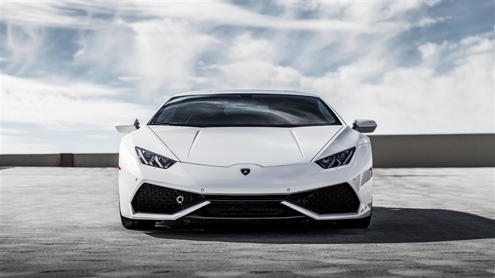 White Lamborghini Huracan 4K Front View