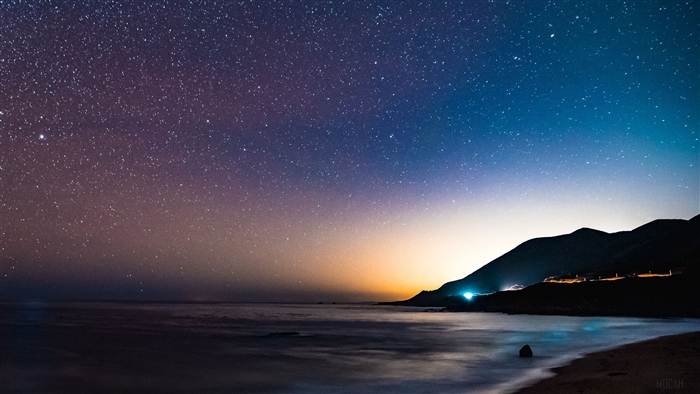 Milky Way over a Coastline at Night 4K