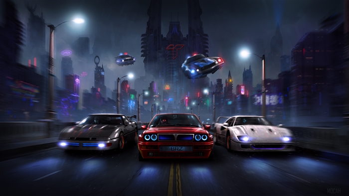 Cyberpunk Racers Night Chase 4K