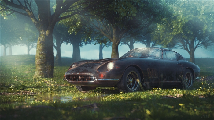 Vintage Ferrari in a Forest 4K