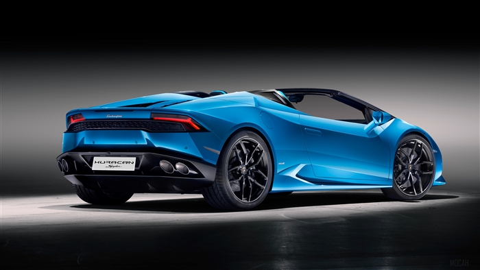 Blue Lamborghini Huracan Spyder Convertible Rear 4K