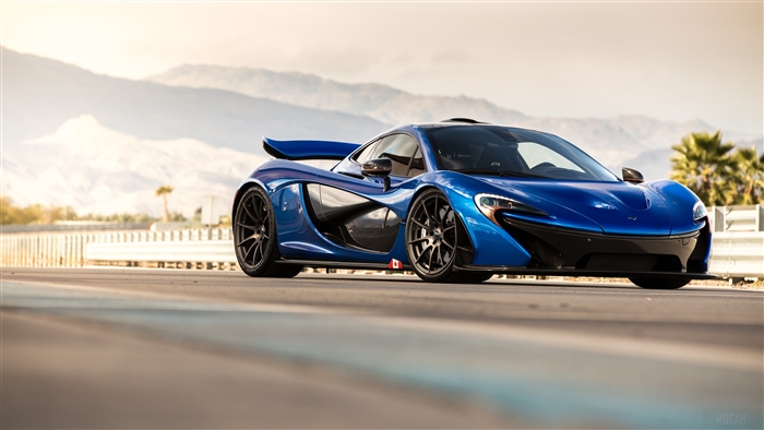 Blue McLaren P1 on a Racetrack 4K