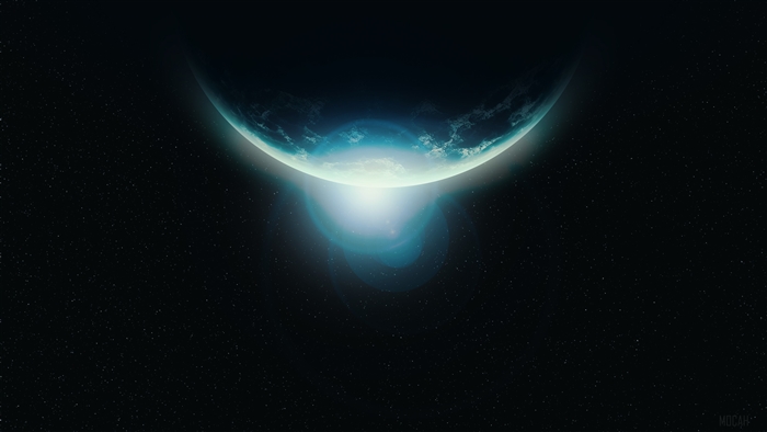 Sci-fi Planet with Lens Flare and Stars 4K