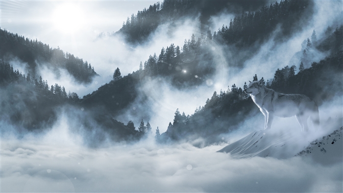 Wolf in Snowy Mountains 4K