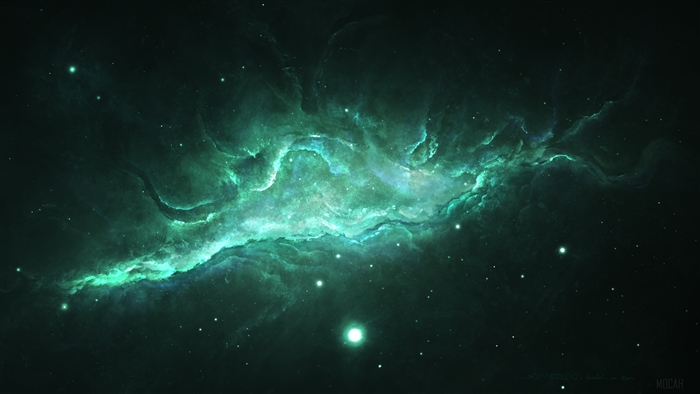 Mystical Green Nebula in Deep Space 4K